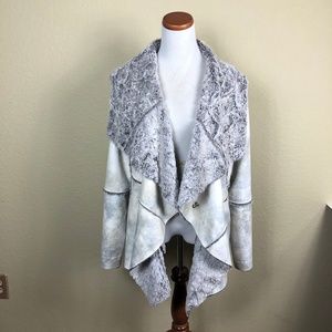 Hanita Women's Open Front Gray Drappe Coat CG